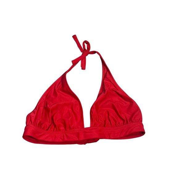 J. Crew Other - J. Crew Red Halter Bikini Top V Ruched Cups Size‎ Small